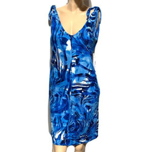 Payton & Parker Dress Blue Tie Shoulder Linen Blend Beach Cover Up Size XS